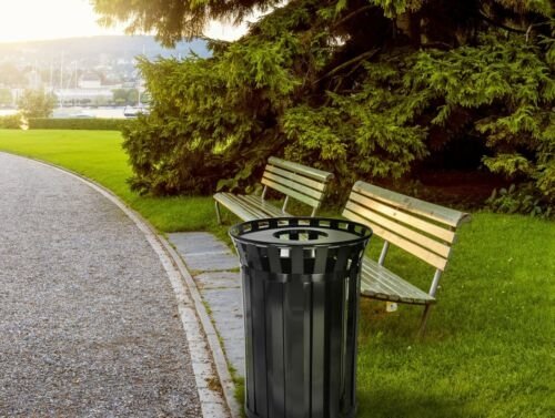 Outdoor Metal Waste Receptacle Commercial Trash Can